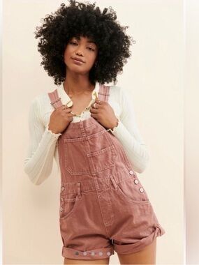 Free People Ziggy Short Denim Overalls